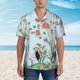 thumbnail image 2 of Fotbe Chinoiserie Floral Palm Tree Camisa Hawaiana para Hombre Unisex – Camisa Casual de Verano con Botones de Manga Corta de Algodón y Lino,Large, 2 of 7