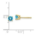 thumbnail image 3 of Real 14kt Yellow Gold 4mm Blue Topaz Earrings; for Adults and Teens; for Women and Men, 3 of 3