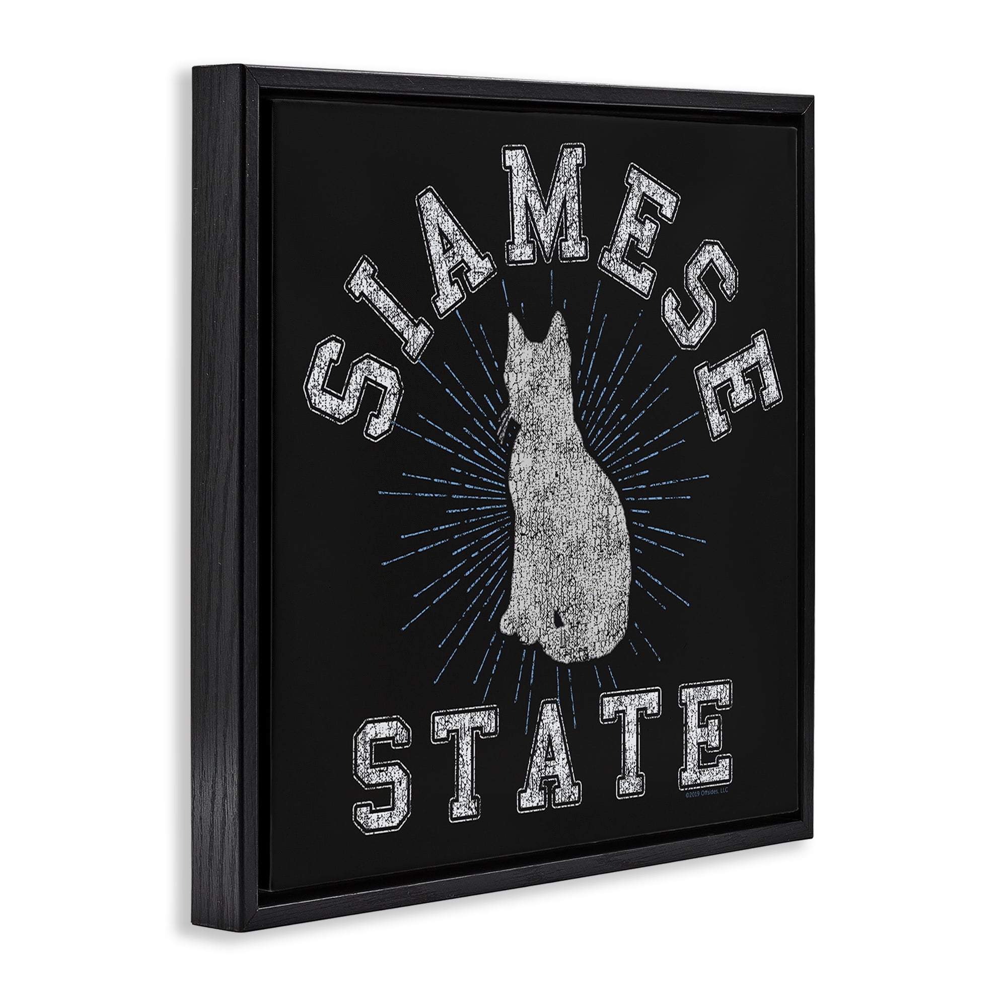 Stupell Industries Siamese Cat State Animals Painting Black Floater Framed Canvas Art Print Wall Art, 25 x 25