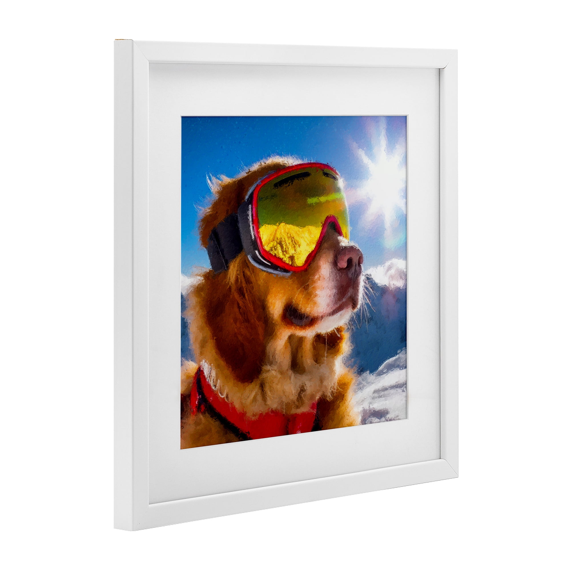 Stupell Industries Ski Goggles Retriever White Framed Print Under Glass, design by Sean Parnell