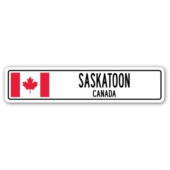 SASKATOON CANADA Street Sign Canadian flag city country road wall gift