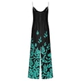 thumbnail image 5 of Pantalons pour Femmes Combinaison Longue Décontractée à Imprimé Floral Ample avec Perles Vert L, 5 of 5