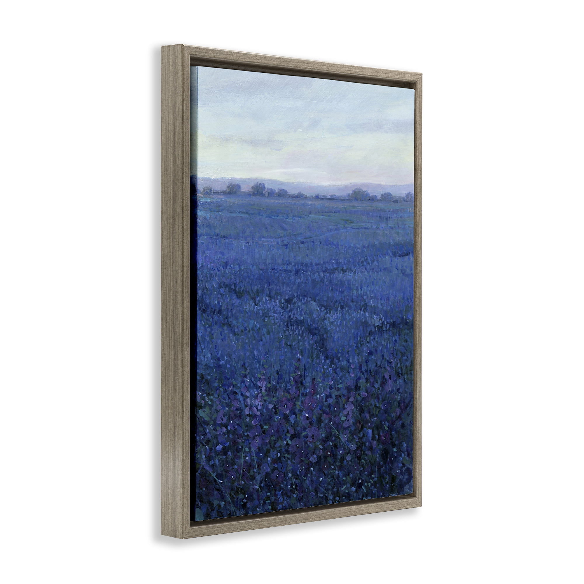 Stupell Industries Vast Blue Fields View Landscape Painting Brown Floater Framed Art Print Wall Art, 21 x 31