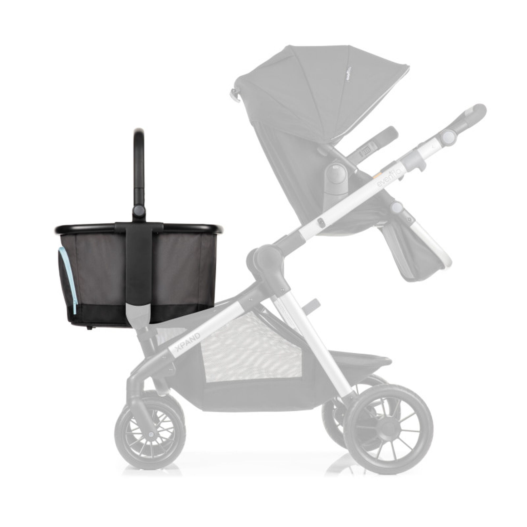 Evenflo Pivot Xpand Portable Reusable Stroller Market Storage Basket, Gray Sky