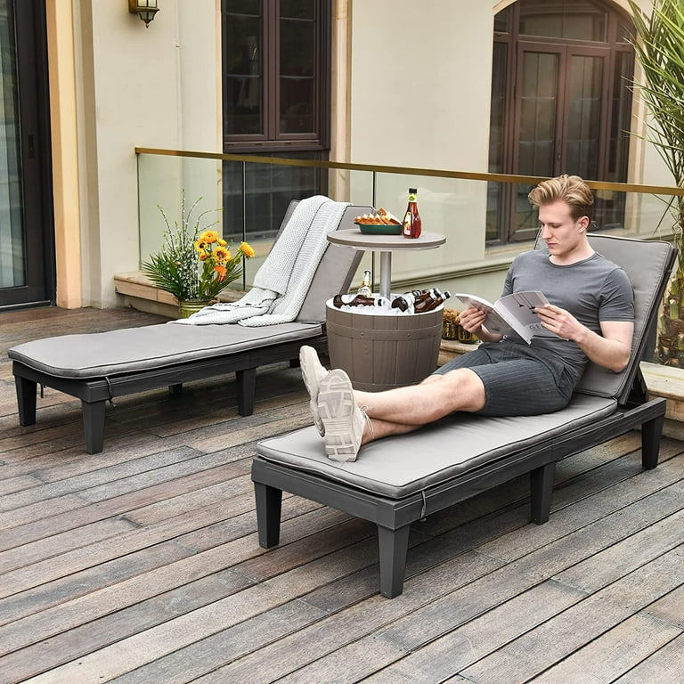 Dextrus 2 Pcs Adjustable Outdoor Chaise Lounge Chairs Set for