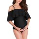 thumbnail image 4 of Gibobby Trajes de Baño Mujer Traje de baño Bikini de triángulo dividido para mujer Conjunto de traje de baño de color sólido estampado(Negro,G), 4 of 5