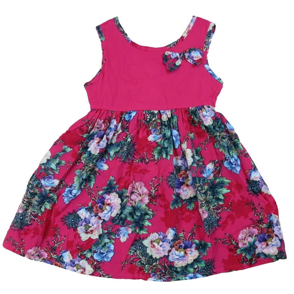 Wenchoice Girl'S Hot Pink Floral Tank Dress M(3T-4T)