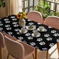 thumbnail image 3 of Pet Paw Printed Table Cloths for 6 Foot Rectangle Tables, Modern Dog Footprints Black Grey Patio Waterproof Elastic Fitted Tablecloths, Washable Rectangular Table Cover for Camping, 3 of 8