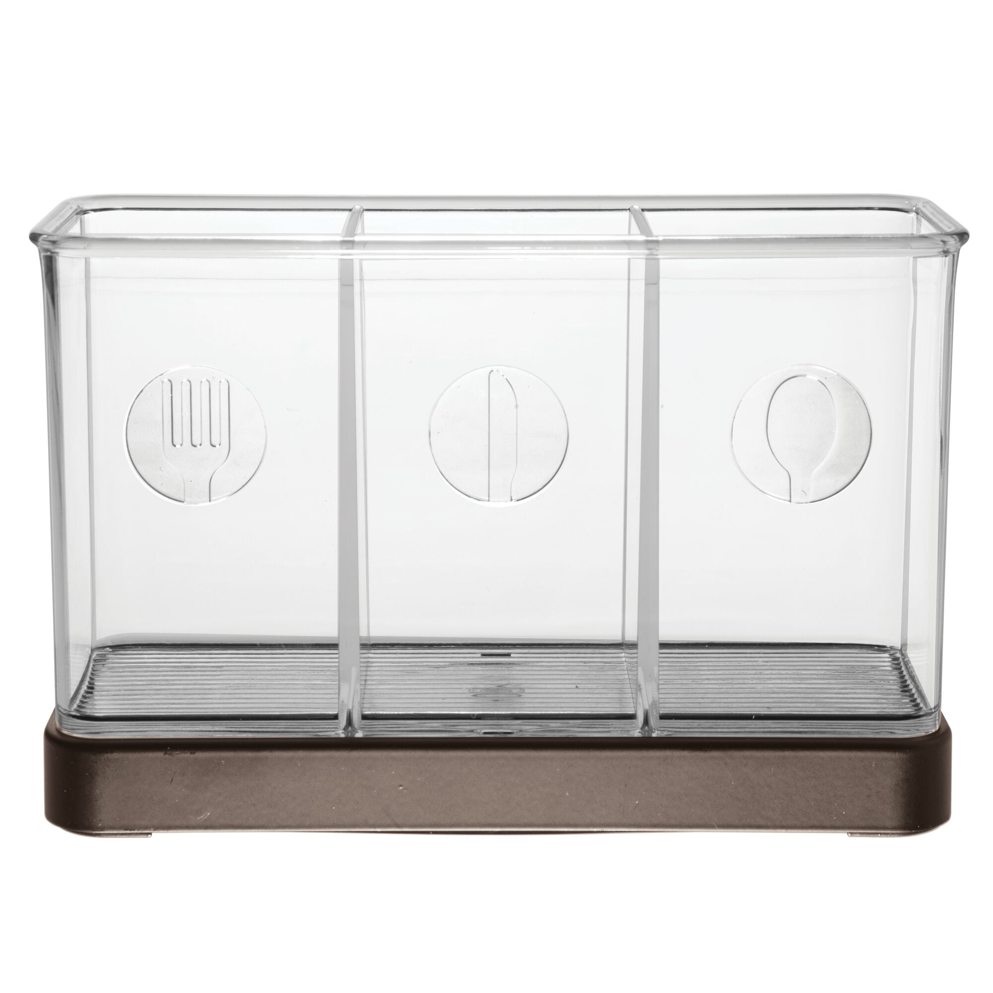  mDesign Plastic Cutlery Storage Organizer Caddy Bin Tote with  Handle - Kitchen Cabinet Divided Pantry Basket for Forks, Knives, Spoons,  Napkins, Indoor/Outdoor Use, Lumiere Collection, 2 Pack - Clear: Home 
