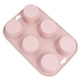 thumbnail image 1 of Yuarrent Molde de 6 cavidades para magdalenas, Mousse, galletas de Chocolate, Cupcake redondo, Fondant, molde para pudín, moldes para pasteles, Herramientas y accesorios para hornear Rosa Yuarrent HA078831-02, 1 of 6