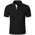 thumbnail image 4 of Afdoent Golf Polo Shirts For Men Solid Color Versatile Male Leisure Loose Collar Button Open Collar Ribbed Sports Short Sleeve Shirt Classic Sport Shirts, 4 of 6