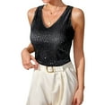 thumbnail image 3 of WTOBBY Women Sexy Sequin Tank Tops Spring Summer Fashion Sparkly Sleeveless Shirts Party Glitter Scoop Neck Tops, Perfect for Going Out or Special Events, Glamorous and Eye-Catching,Black 2XL, 3 of 4