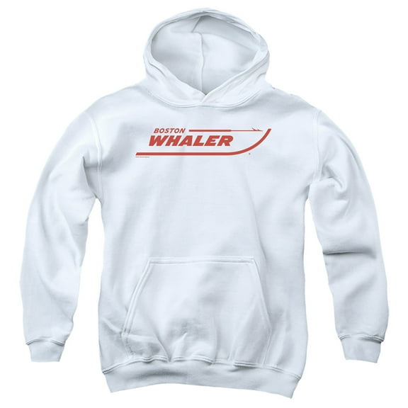 Boston Whaler Red Logo Youth Kids Boy/Girls Pull-Over Hoodie, White, Large