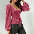 thumbnail image 5 of JOANKDMI Gothic Vampire Lace-Up Corset Top Women Elegant Puff Long Sleeve Sweetheart Neckline Blouse for Roleplay Renaissance Fair Halloween Costume Outfit, 5 of 6