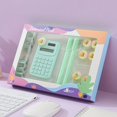 thumbnail image 2 of JIhuahe Office Desk Supplies Set: 1 Calculator, 2 Pens, 4 Pushpins, 2 Bookmarks, 7 Long Tail Clips, Multifunctional Accessories Kit for Work, Study or Home Organization,Green, 2 of 5