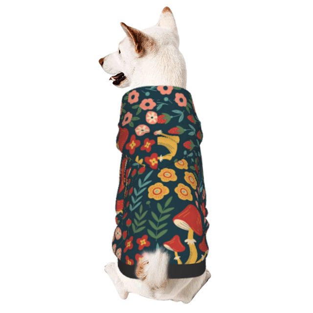 Balery Mushrooms And Flowers Sudadera con Capucha para Perros Pequeños – Ropa para Mascotas, Disfraz para Perros y Gatos, Ideal para Fiestas y Cosplay-X-Small