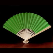 Angle View: Quasimoon 9" Grass Green Paper Hand Fans for Weddings (10 Pack) by PaperLanternStore