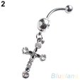 thumbnail image 3 of harmtty Surgical Steel Cross Dangle Navel Button Bar Belly Ring Piercing Body Jewelry, 3 of 5