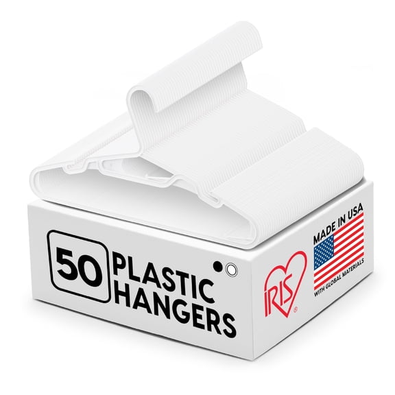 50 Piece Clothes Hangers Set, Bendable Plastic Hangers with Accessory Hooks, Wardrobe Organizer for Shirts Dresses Pants, White