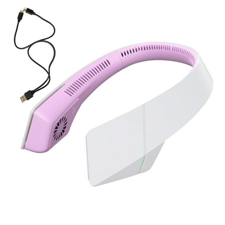 

Cooling Fan Mini Hanging Neck Air Fan Portable Leafless Silent Rechargeable Cooler for Travel Green