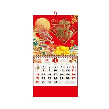 LCXmlly Traditional Chinese Calendar Wall Calendar 2024 Year Hanging Calendar Traditional Chinese Decoration