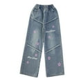 thumbnail image 3 of breaise Girls and Toddlers Wide Leg Jeans Cute Embroidered Jeans Pants for Kid Slim Fit Denim Pants Basic Bootcut Jeans, 3 of 9