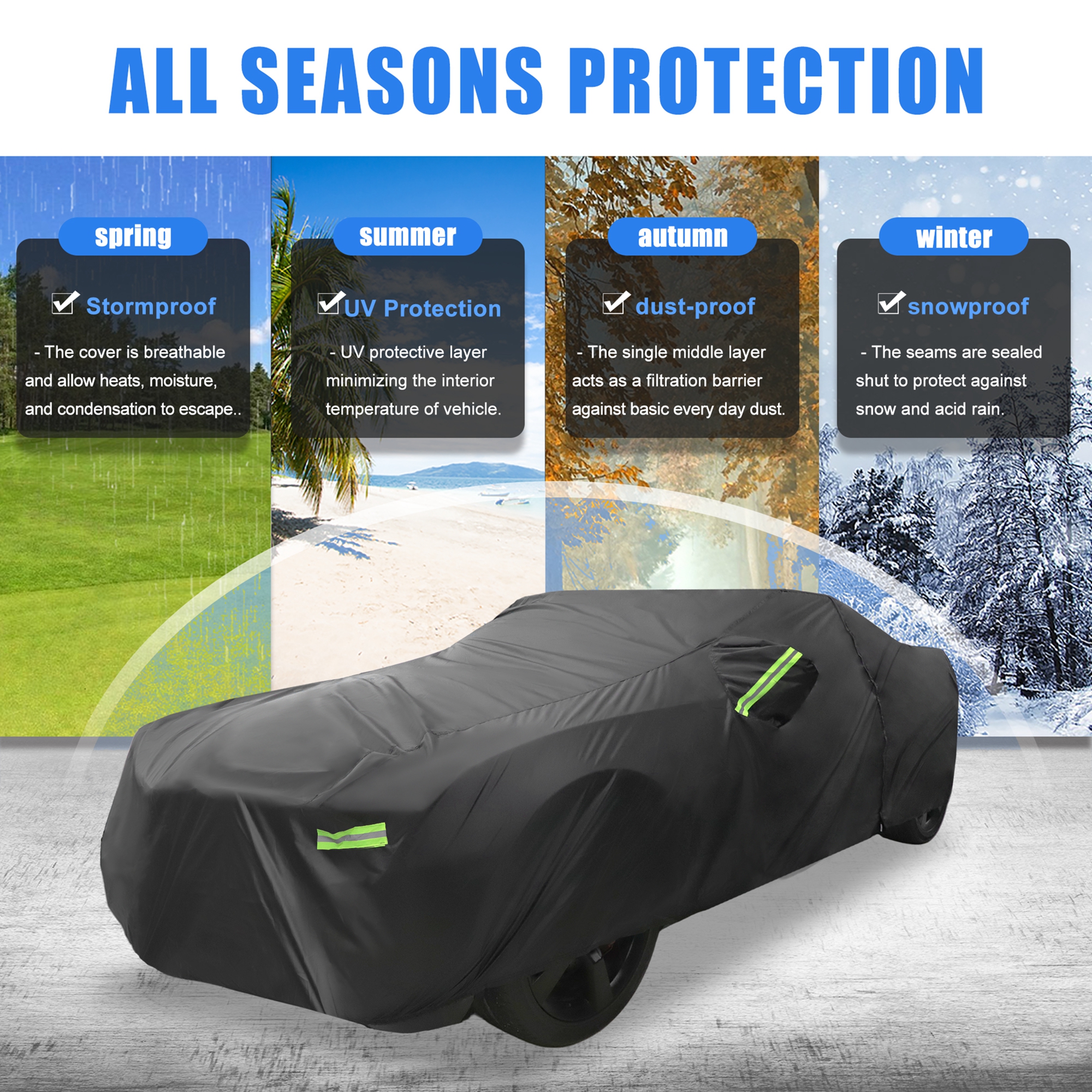 Unique Bargains 210Dpu Waterproof Car Cover Black ["for Chevy Camaro"]