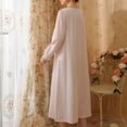 thumbnail image 5 of Defitshape Women's Long Sleeve Cotton Victorian Nightgown Soft Comfy Princess Vintage High Waisted Ruched Lace Ruffle Sleepwear Fall Long Sleep Dress Pink Medium, 5 of 5