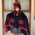 thumbnail image 4 of Anime Wearable Blanket Hoodie for Adults Cute Halloween Devil Bat Hooded Blanket Oversized Soft Sherpa Hoodie Women Throw Cloak Wrap with Demon Wings for Women Men Child Student, Free Size,C, 4 of 8