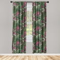 thumbnail image 3 of Ambesonne Tropical Curtains, Hummingbirds Exotic Art, Pair of 28"x95", Navy Blue and Olive Green, 3 of 5
