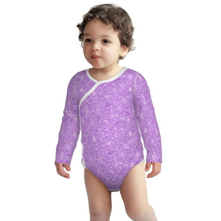 

Fotbe Lilac Glittering Pattern Unisex-baby Long-sleeve Bodysuit Long Sleeve Bodysuits One-piece 100% Organic Cotton for Infant Baby Boys Unisex-18 Months