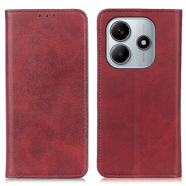 For Xiaomi Redmi Note 14 4G (164.84x78.15x8.16mm) Case Split Leather Flip Wallet Phone Cover - Coffe