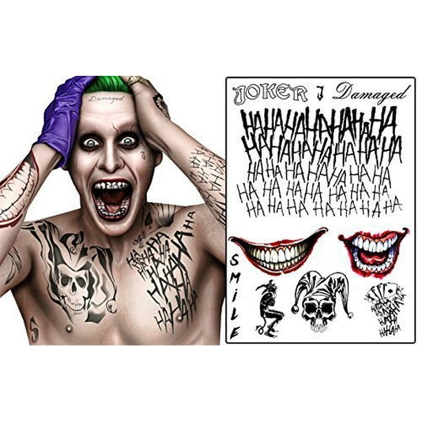 The Joker Temporary Tattoos from Suicide Squad Perfect for Cosplay
