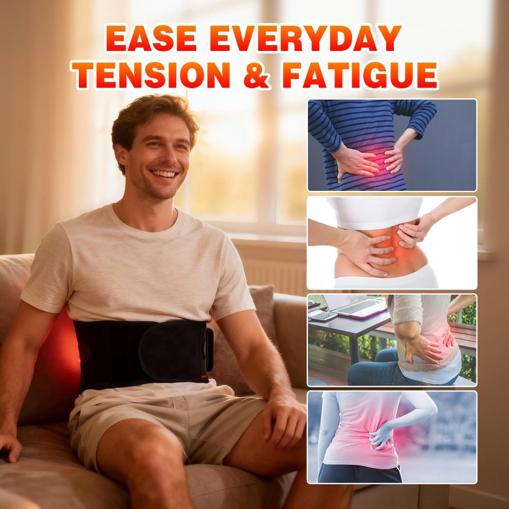 iKeener Cordless Heating Pad with Massage - 3 Heat & 3 Massage Modes, 2000mAh Rechargeable Battery, Adjustable 55" Back Warmer for Women & Men