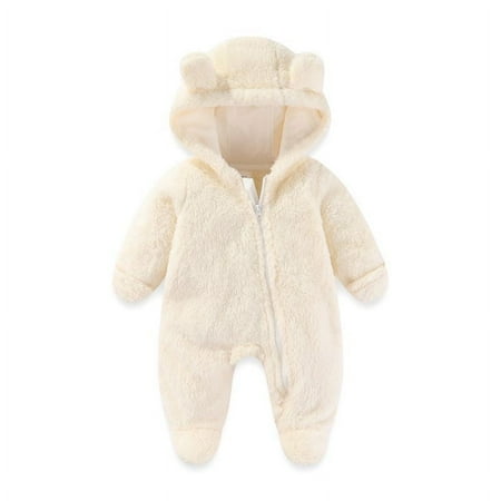 

Hicidod Newborn Onesie Unisex Footie Outfit Suit Girls Boys Fleece Warm Jumpsuit Romper Hooded Coat Winter Clothes Outwear