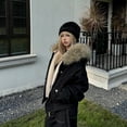 thumbnail image 5 of ScarletteEmmy Vintage Retro Faux-Fur Trim Parka Jacket for Women, Fleece-Lined Short Winter Coat, Warm Insulated Thickened Outerwear, 5 of 6