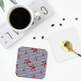 thumbnail image 5 of Disketp Starfish Navy Blue Stripe Funny Coasters,4 Pcs Leather Coasters With Holder, Perfect Housewarming Hostess Gifts,Protect Furniture From Water Marks Scratch, 5 of 9