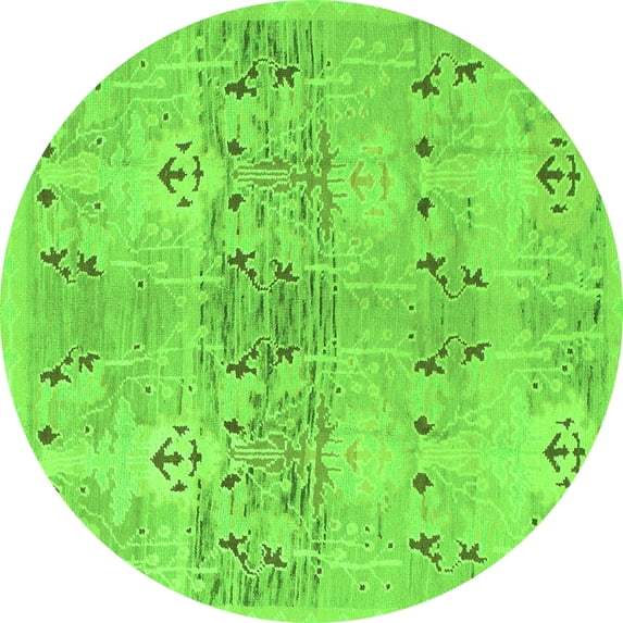 Ahgly Company Indoor Round Abstract Green Modern Area Rugs, 8' Round