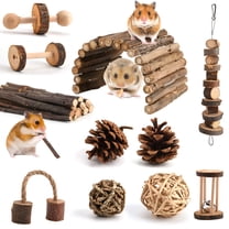 Image showcasing Wooden Toys for Small Pets, 4 in 1 Interactive Hide Treats Sniffing ...