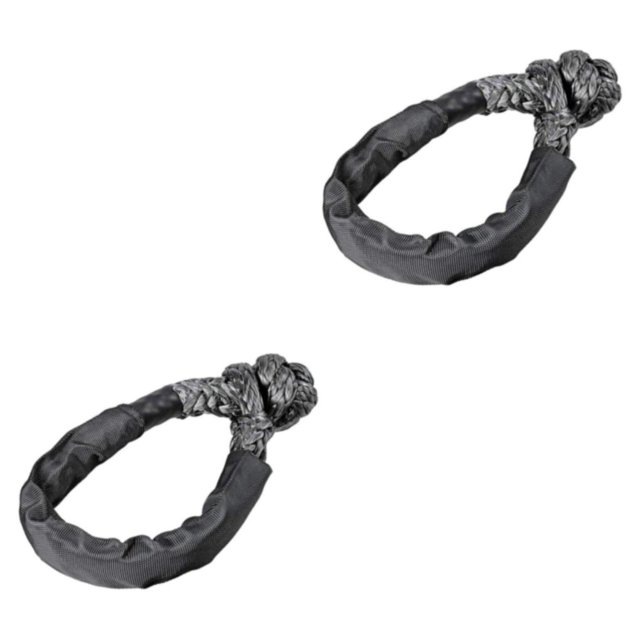 Riwesomey Grillete resistente con cubierta protectora Anillo de mosquetón Cuerda de tracción 38000lbs Correa de enganche Cuerdas de remolque Gris negro 2piezas