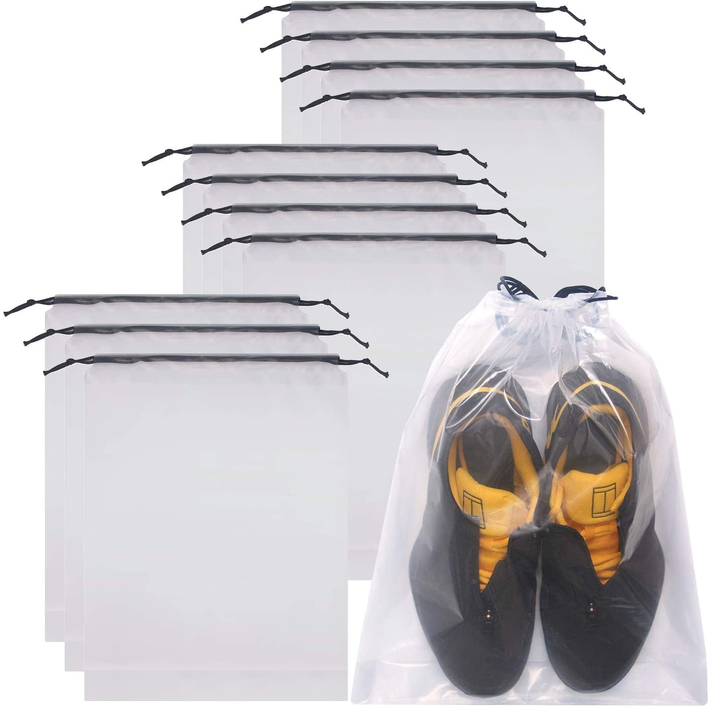 CozyModern 12pcs Transparent Shoe Bags for Travel Storage Organizer Men Women 