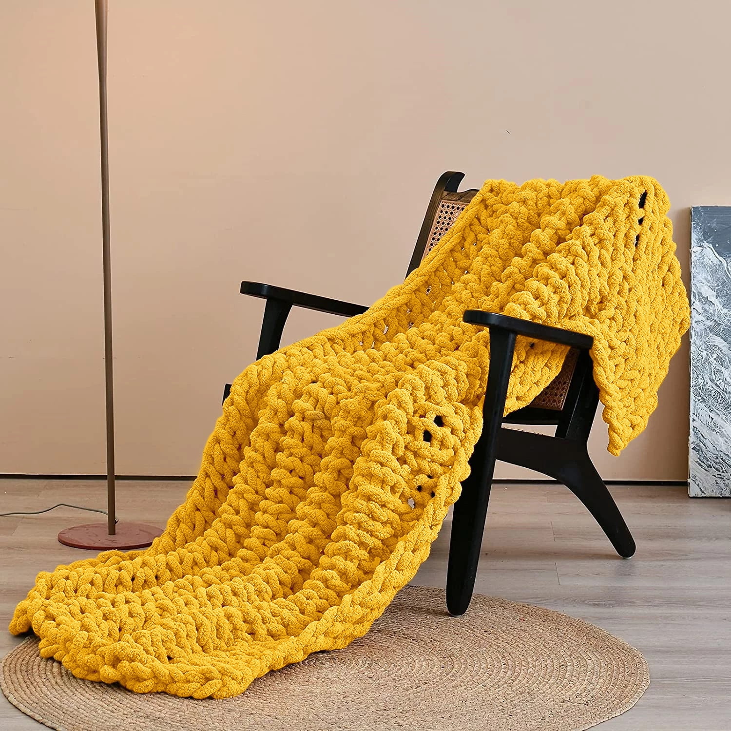 Comtest Yellow Chenille Throw, 40" x 40"