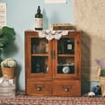 thumbnail image 2 of Elegant Nordic Solid Wood Double-Door Storage Organizer with Glass Doors – Versatile Desktop Box for Cosmetics, & Display, featuring Thickened Protective Packaging and Durable Craftsmanship, 2 of 5