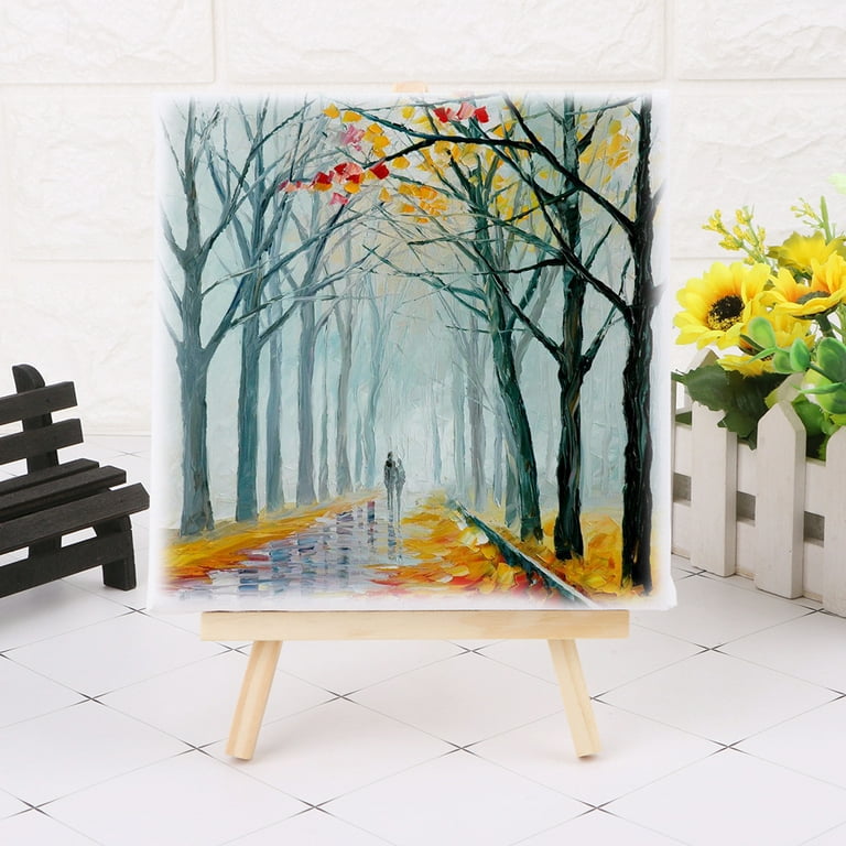 Mini Canvas and Natural Wood Easel Set Party Decoration Traveling