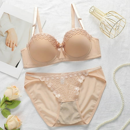XWSHYW Womens Pajamas Clearance Fashion Solid Color Lace Bra and Panty Set Sexy Crew Neck Mesh Pajamas Deals Of the Week Clearance