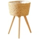 thumbnail image 3 of Maceta tejida de madera con patas de apoyo, cesta para macetas, cesta para flores de madera, 3 of 7