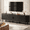 Black, variant on 55 Inch TV Stand with Built-in Power Outlet, Compatible with TVs Up to 60 Inches, Modern Entertainment Center with Adjustable Shelves, Storage Space, and Sliding Doors, Walnut