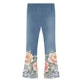thumbnail image 5 of HAOTAGS Girls Flared Jeans – Stretchy Lace-Trimmed Floral Casual Denim Pants Blue Size 12, 5 of 9