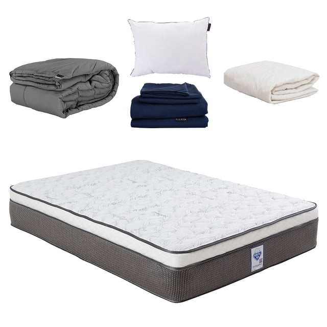 Colchón Queen Size Spring Air Le Mans con Edredón Homy Almohada One Sábanas Softy Protector de Colchón UltraSoft