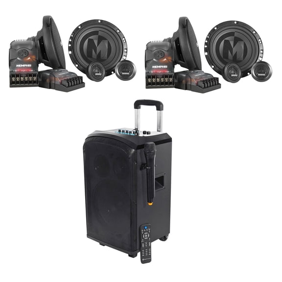 2) Pairs Memphis Audio PRX60C 6.5" 100w Component Car Speakers+Bluetooth Speaker